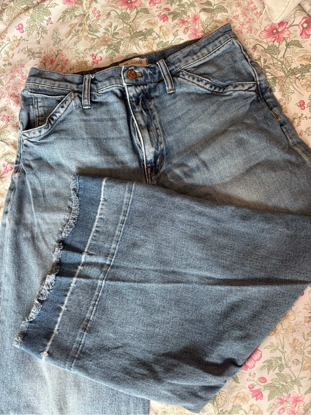 Madewell Light Denim Wide Leg Cropped Jeans